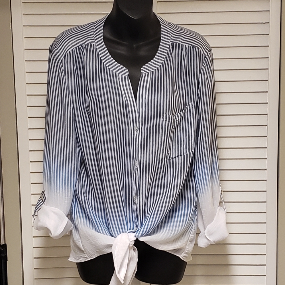 WOMENS OMBRE ROLL TAB SHIRT
